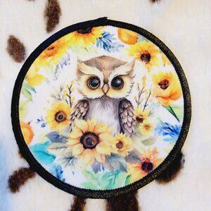 Owl Floral DYI Fabric Hat Patch Glue Iron On Sew Custom Hat Patch